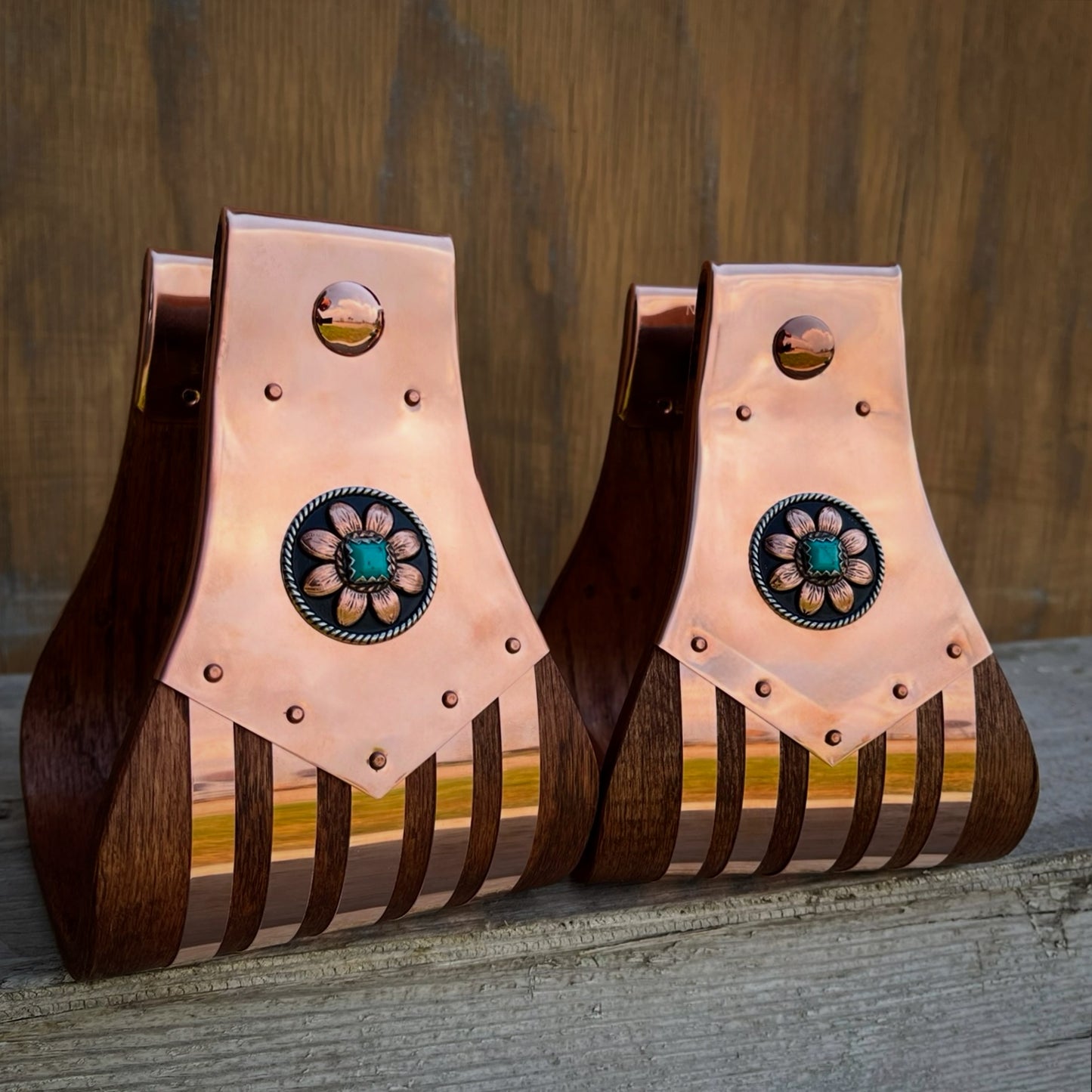 COPPER FRITZ W/ TURQUOISE FLOWER CONCHO